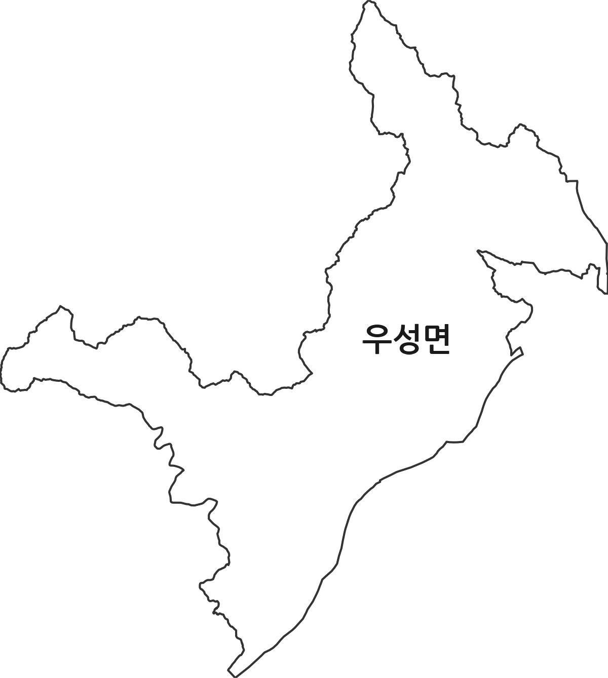 충청남도 공주시 우성면 법정동 행정구역 경계 지도