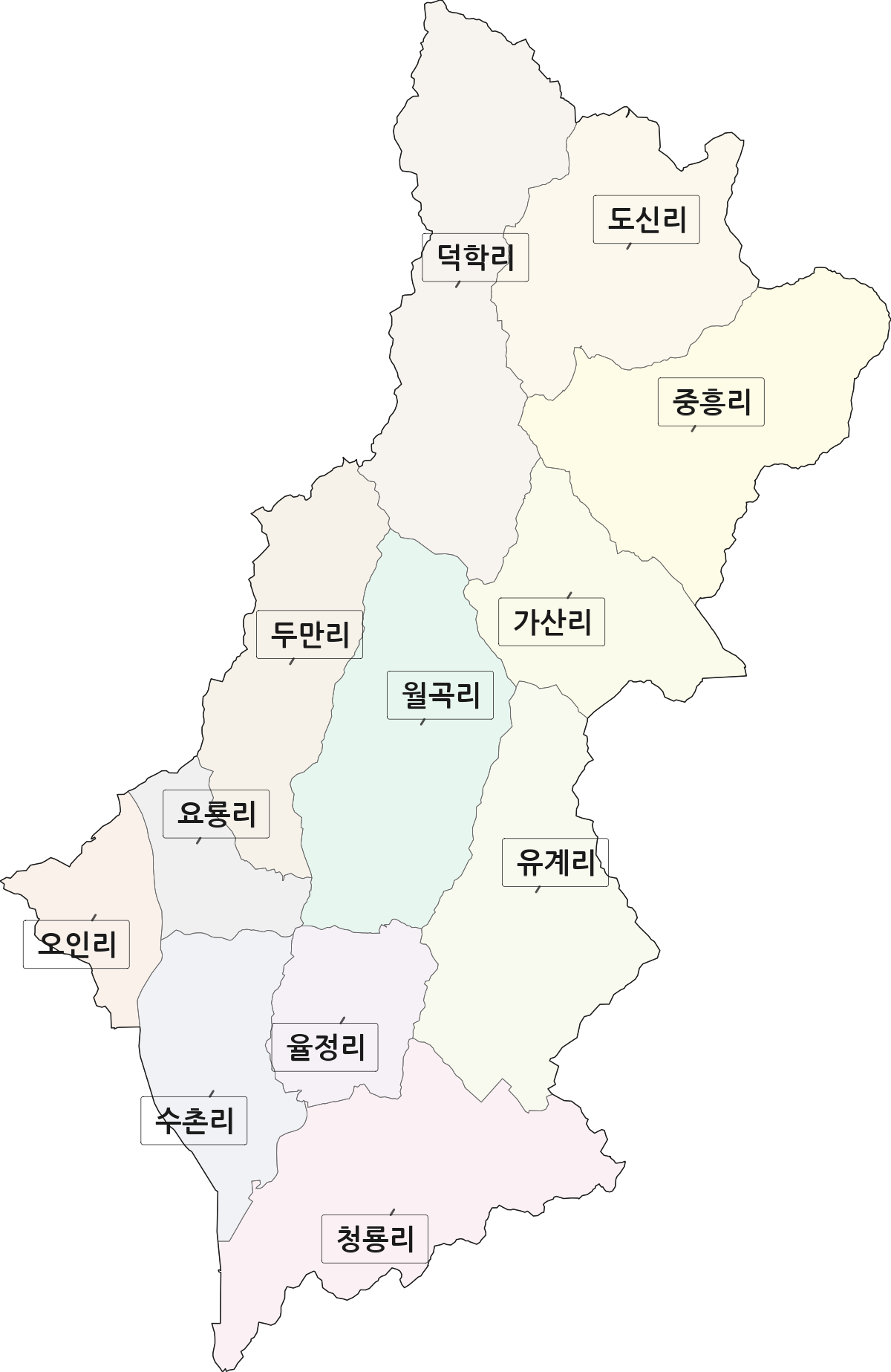 충청남도 공주시 의당면 법정동 리 구분 행정구역 경계 지도