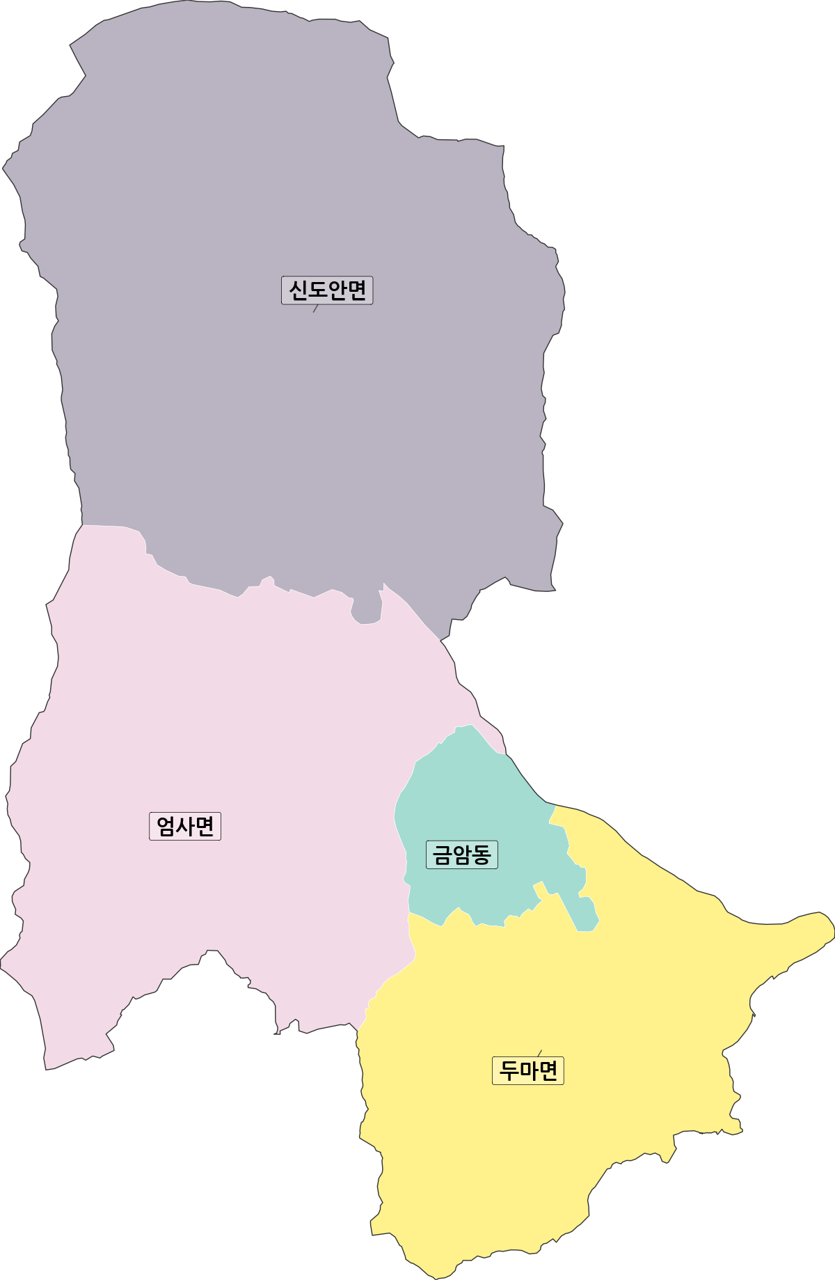 충청남도 계룡시 법정동 행정구역 경계 지도