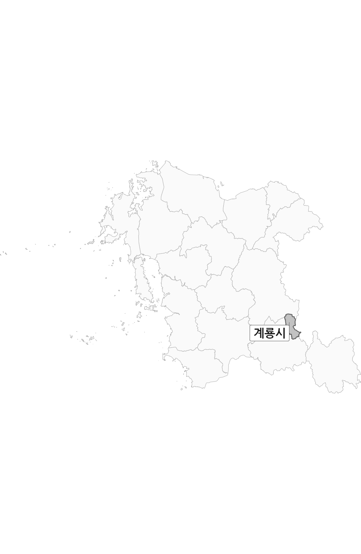 충청남도 범위 내 계룡시 행정구역 경계 지도