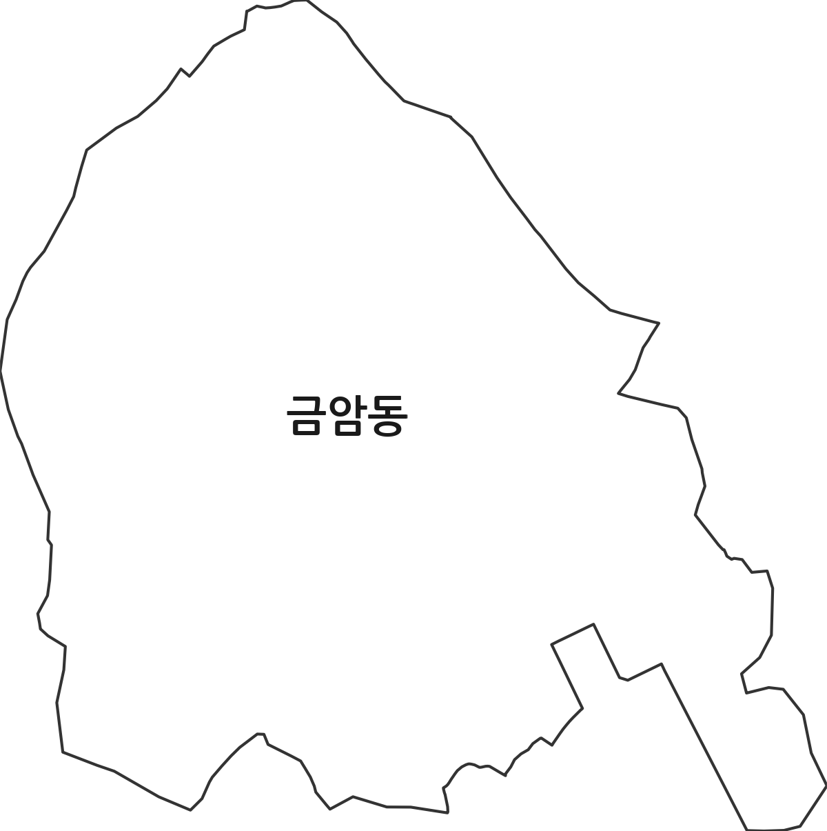 충청남도 계룡시 금암동 행정동 행정구역 경계 지도