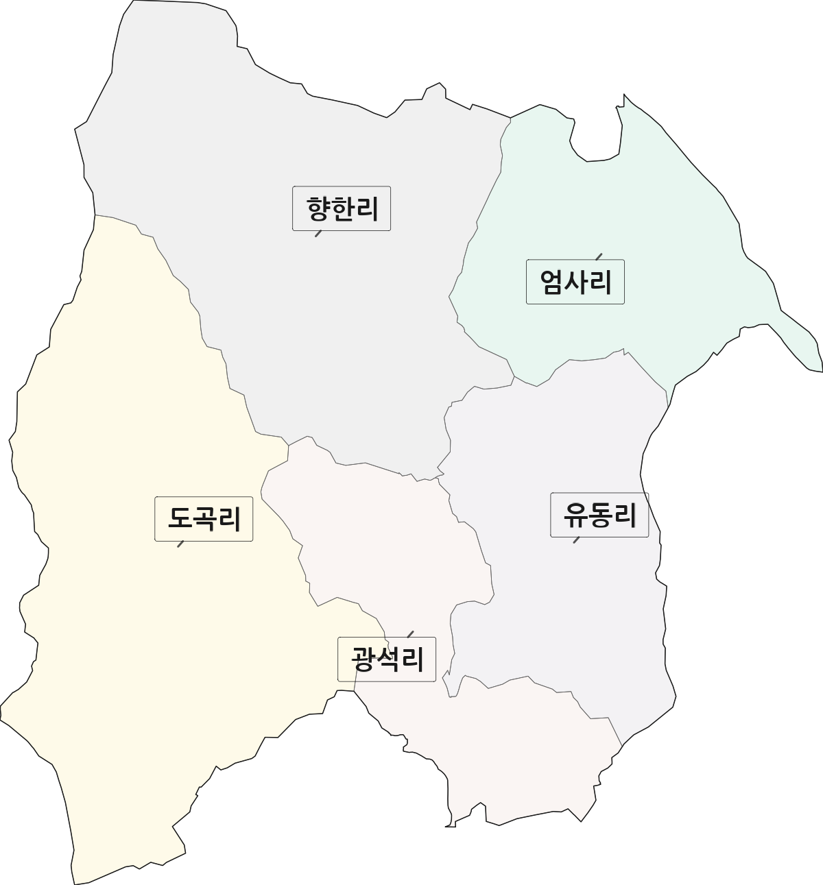 충청남도 계룡시 엄사면 법정동 리 구분 행정구역 경계 지도