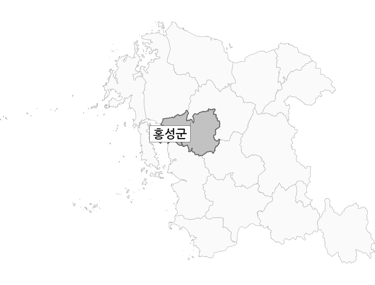 충청남도 범위 내 홍성군 행정구역 경계 지도
