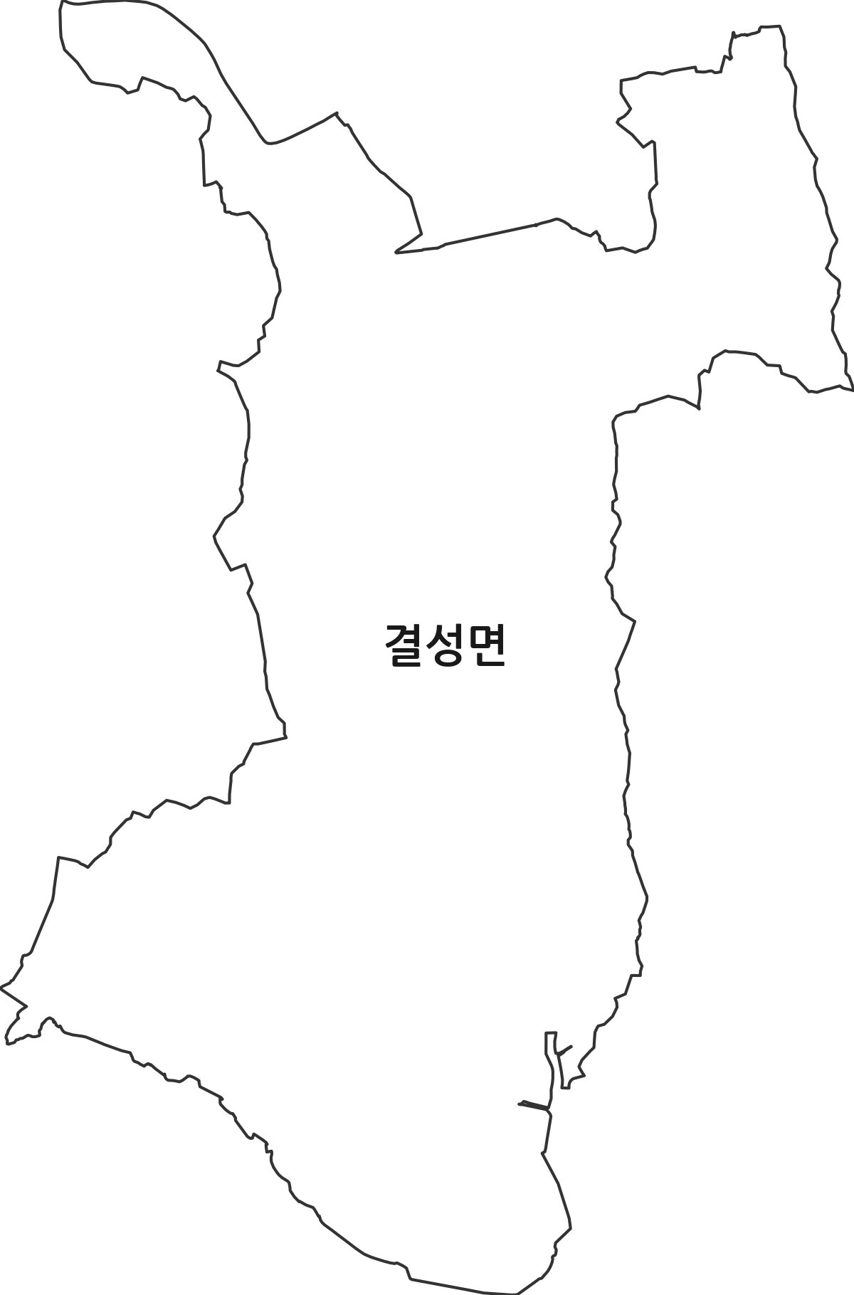 충청남도 홍성군 결성면 행정동 행정구역 경계 지도