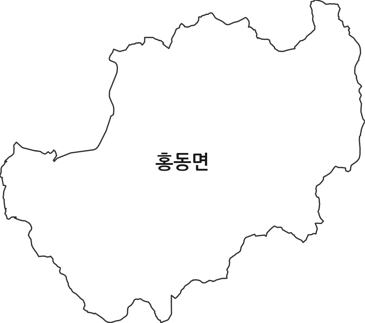 충청남도 홍성군 홍동면 행정동 행정구역 경계 지도