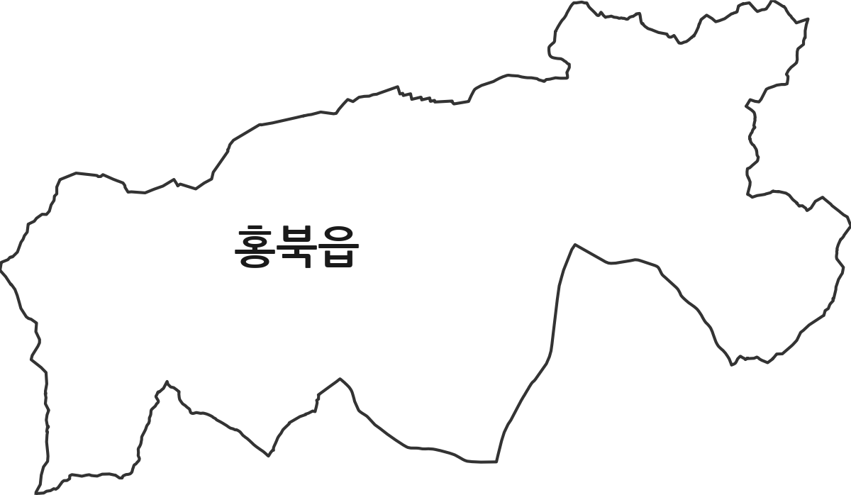 충청남도 홍성군 홍북읍 행정동 행정구역 경계 지도
