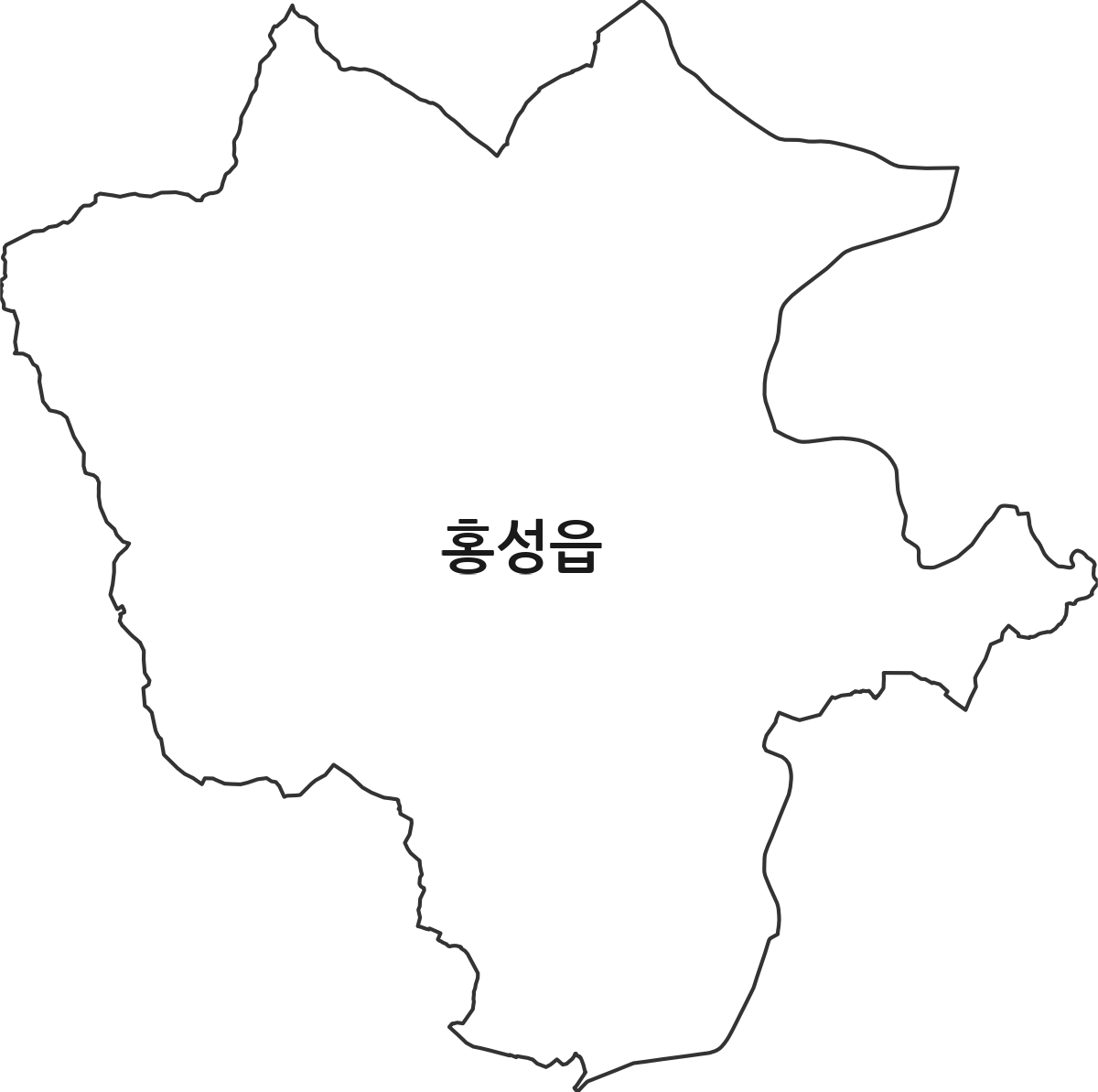 충청남도 홍성군 홍성읍 행정동 행정구역 경계 지도
