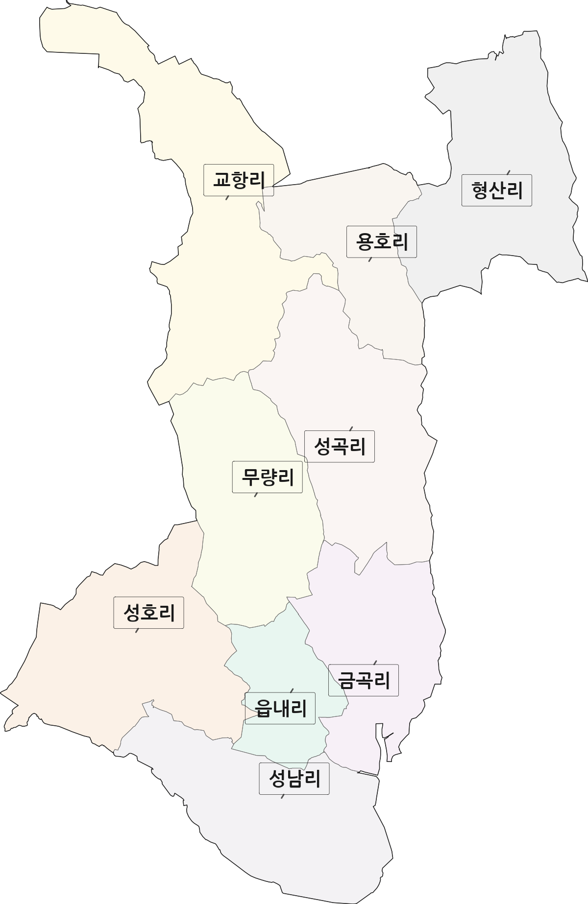충청남도 홍성군 결성면 법정동 리 구분 행정구역 경계 지도