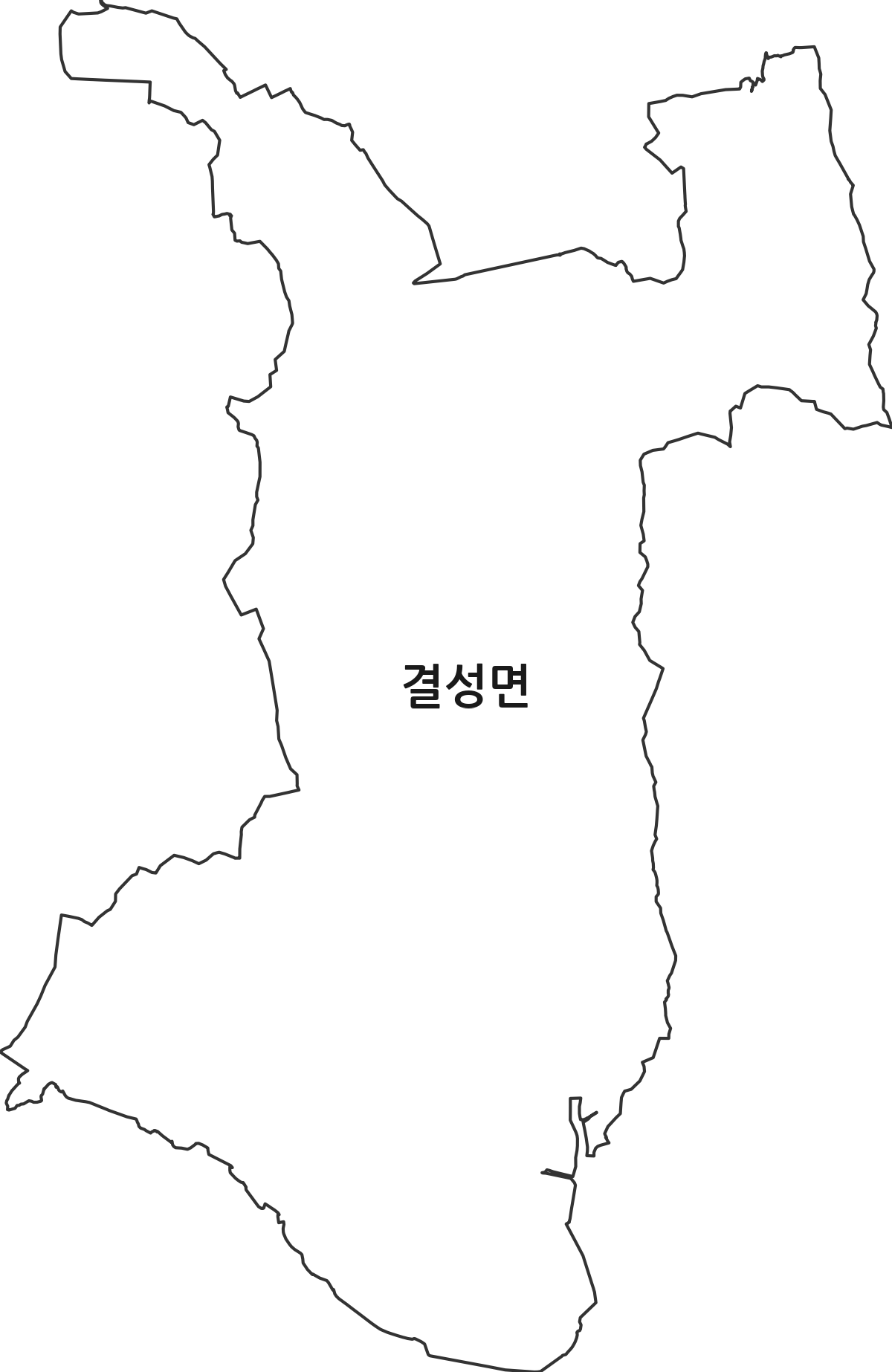 충청남도 홍성군 결성면 법정동 행정구역 경계 지도
