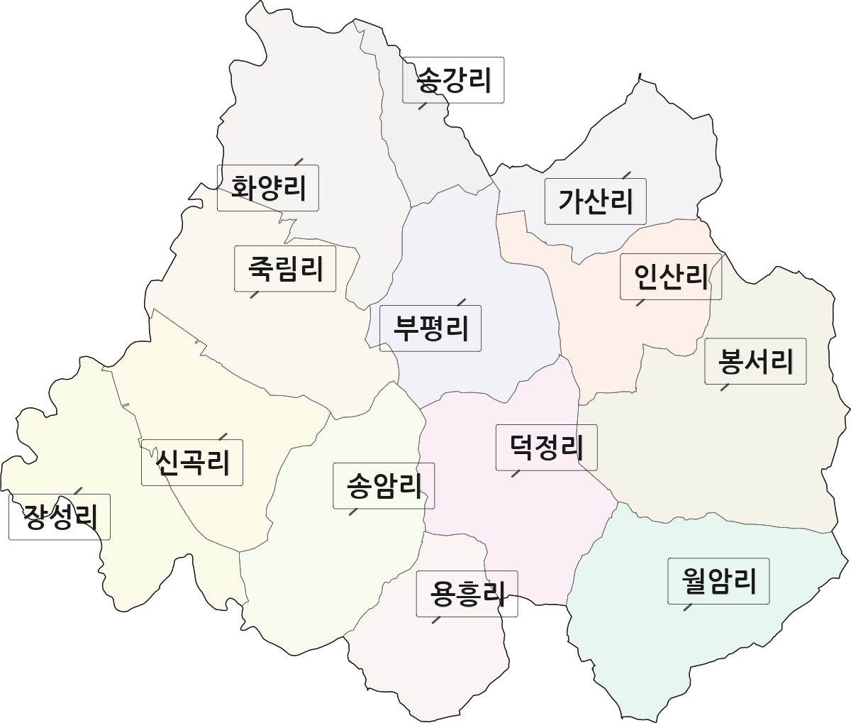 충청남도 홍성군 금마면 법정동 리 구분 행정구역 경계 지도