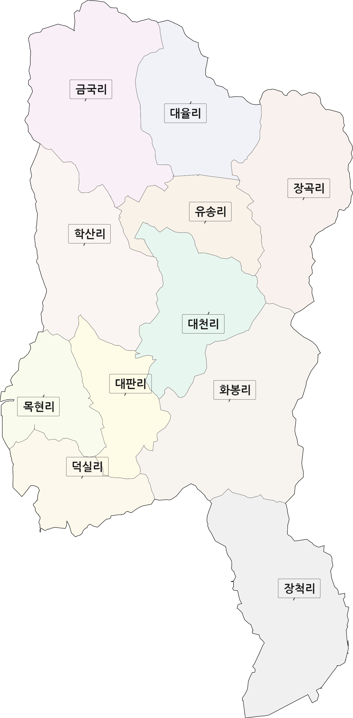 충청남도 홍성군 은하면 법정동 리 구분 행정구역 경계 지도