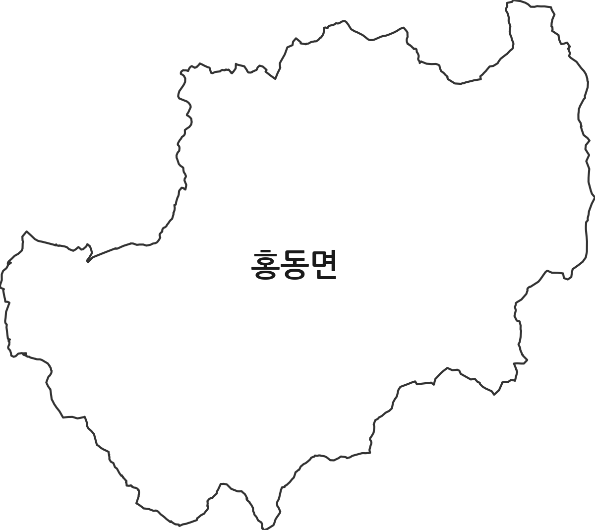 충청남도 홍성군 홍동면 법정동 행정구역 경계 지도