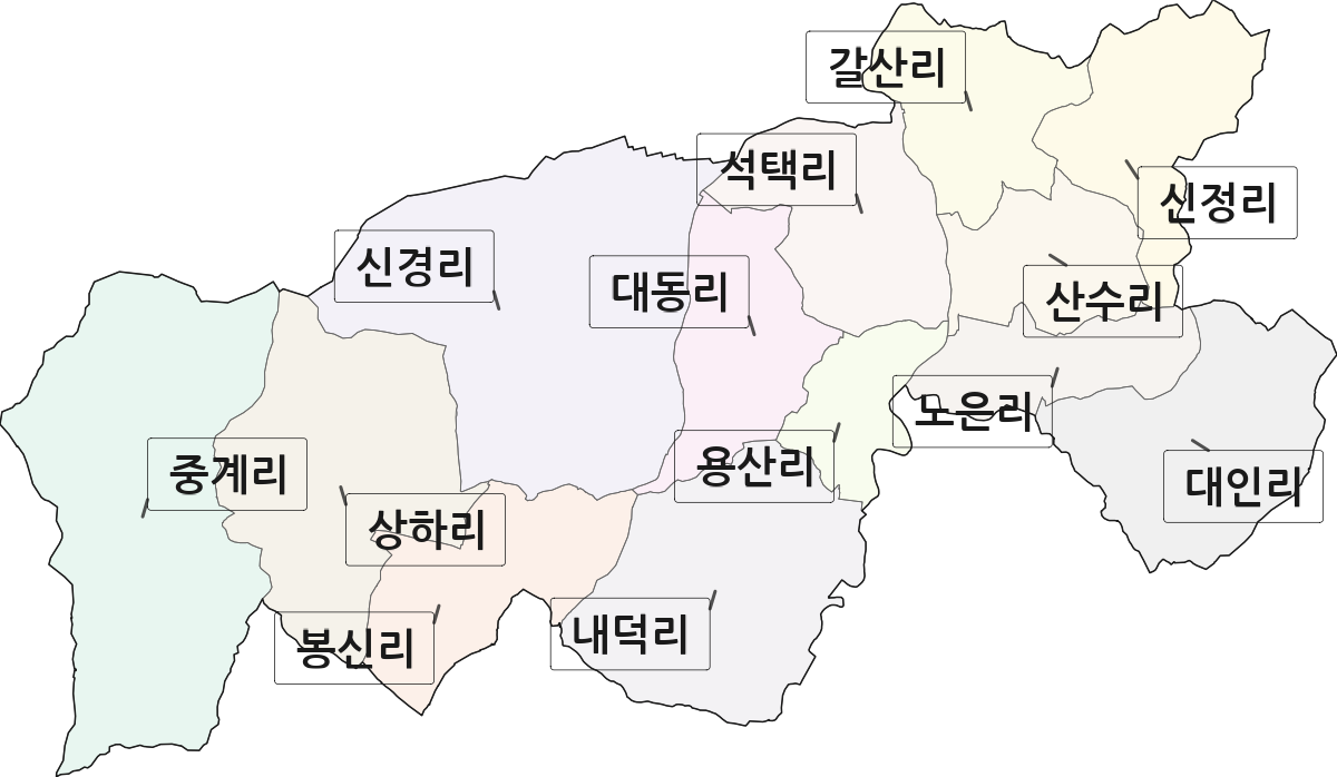 충청남도 홍성군 홍북읍 법정동 리 구분 행정구역 경계 지도