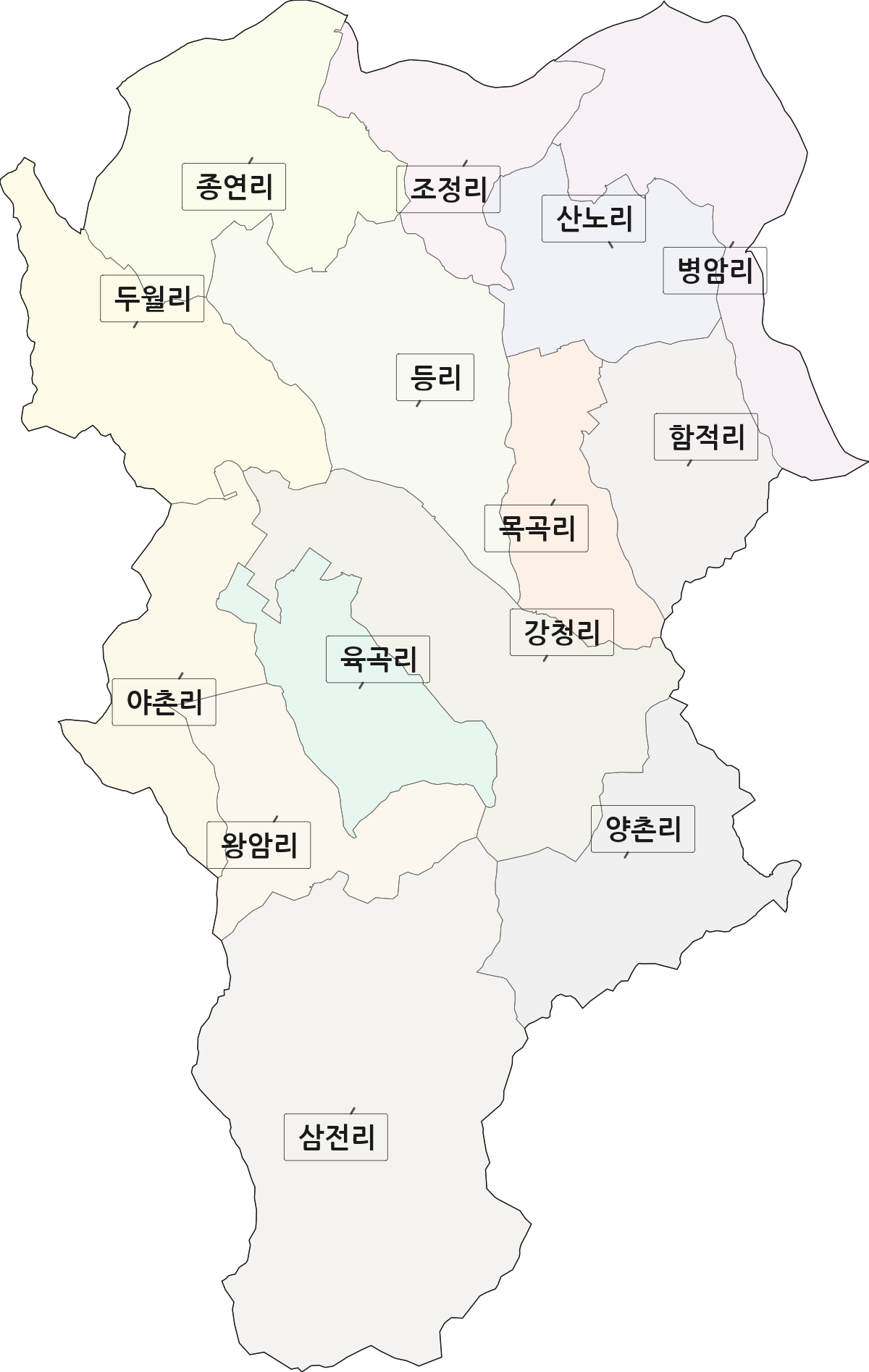 충청남도 논산시 가야곡면 법정동 리 구분 행정구역 경계 지도