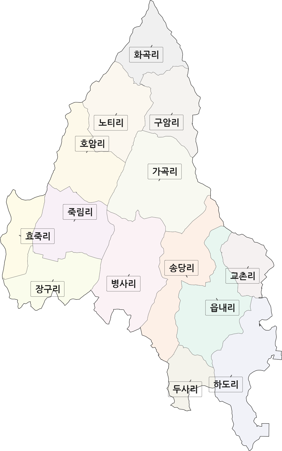 충청남도 논산시 노성면 법정동 리 구분 행정구역 경계 지도
