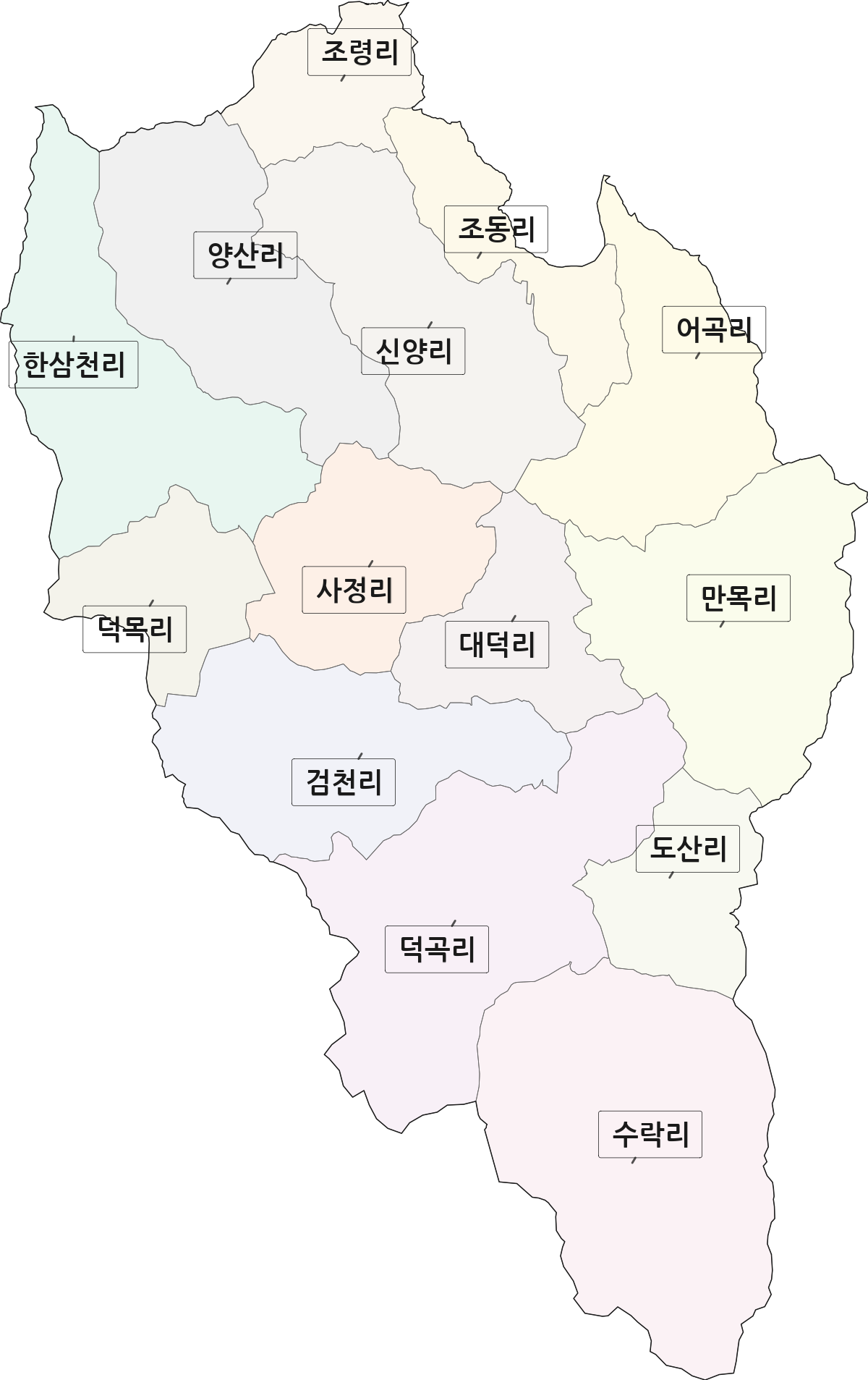 충청남도 논산시 벌곡면 법정동 리 구분 행정구역 경계 지도