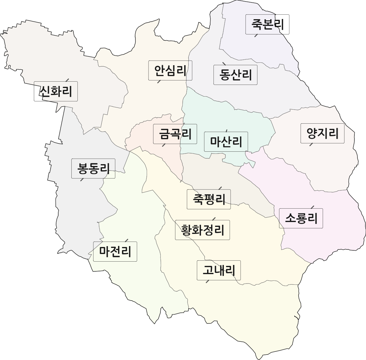 충청남도 논산시 연무읍 법정동 리 구분 행정구역 경계 지도