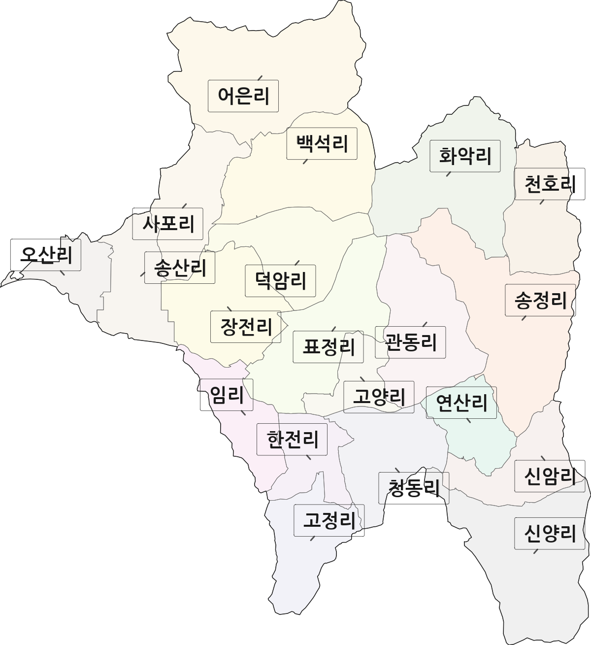 충청남도 논산시 연산면 법정동 리 구분 행정구역 경계 지도