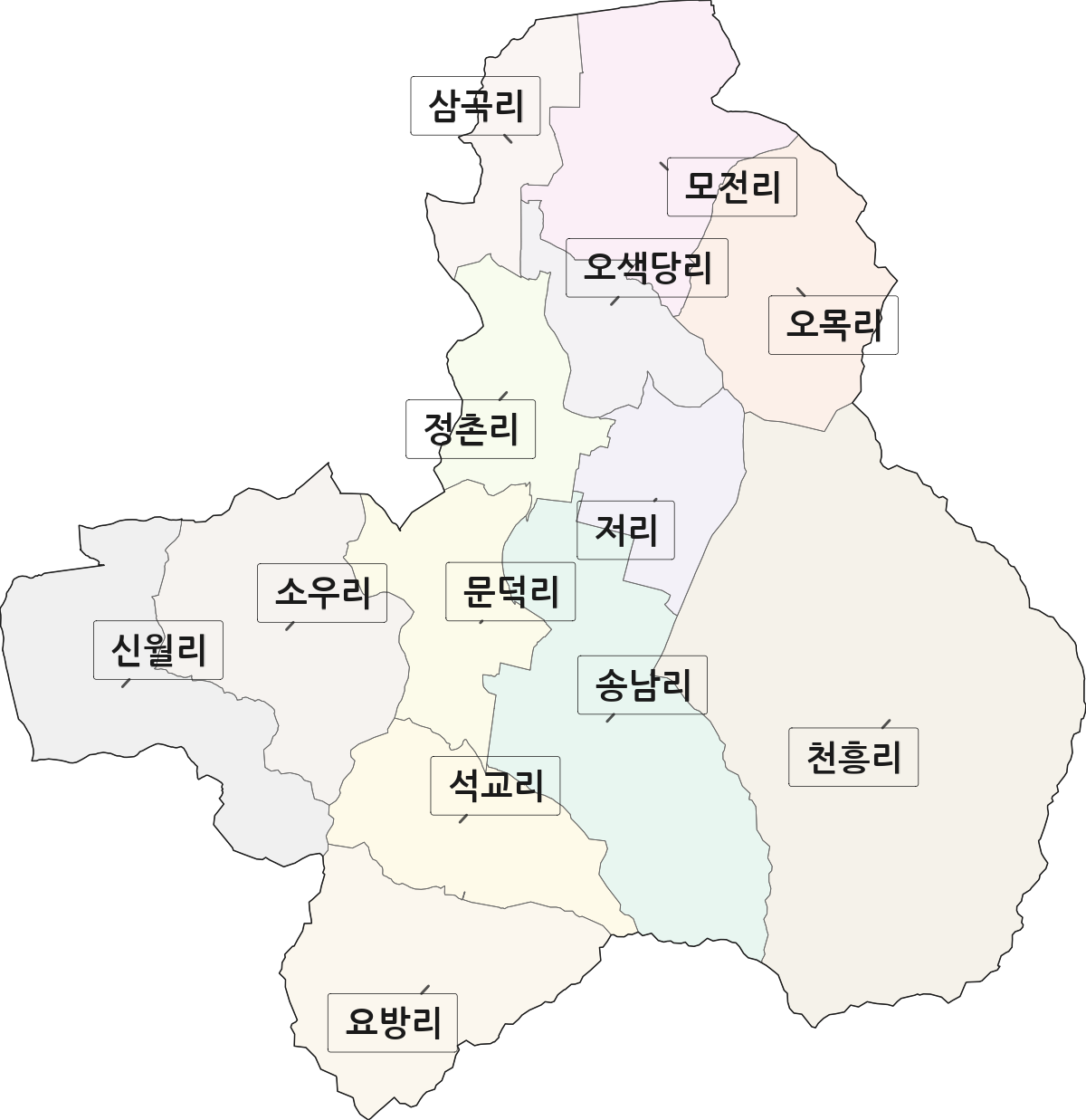 충청남도 천안시 서북구 성거읍 법정동 리 구분 행정구역 경계 지도