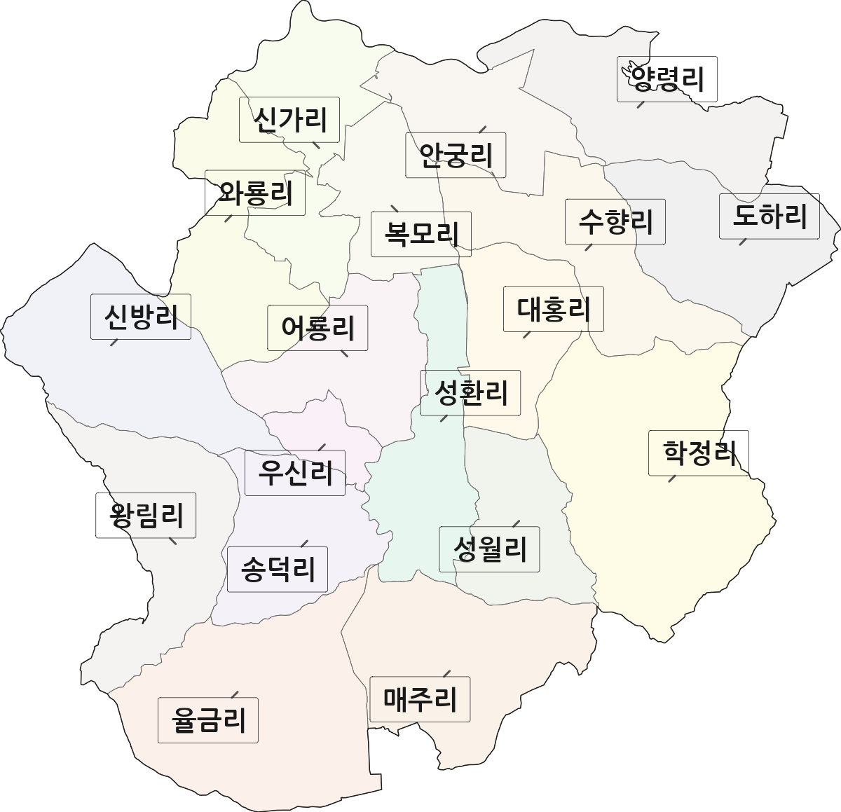 충청남도 천안시 서북구 성환읍 법정동 리 구분 행정구역 경계 지도