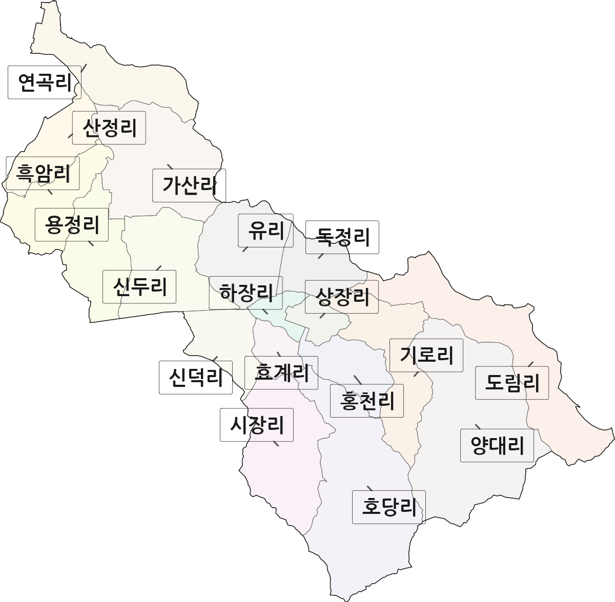 충청남도 천안시 서북구 입장면 법정동 리 구분 행정구역 경계 지도