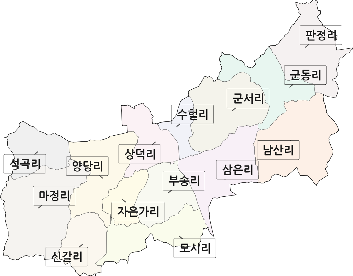 충청남도 천안시 서북구 직산읍 법정동 리 구분 행정구역 경계 지도