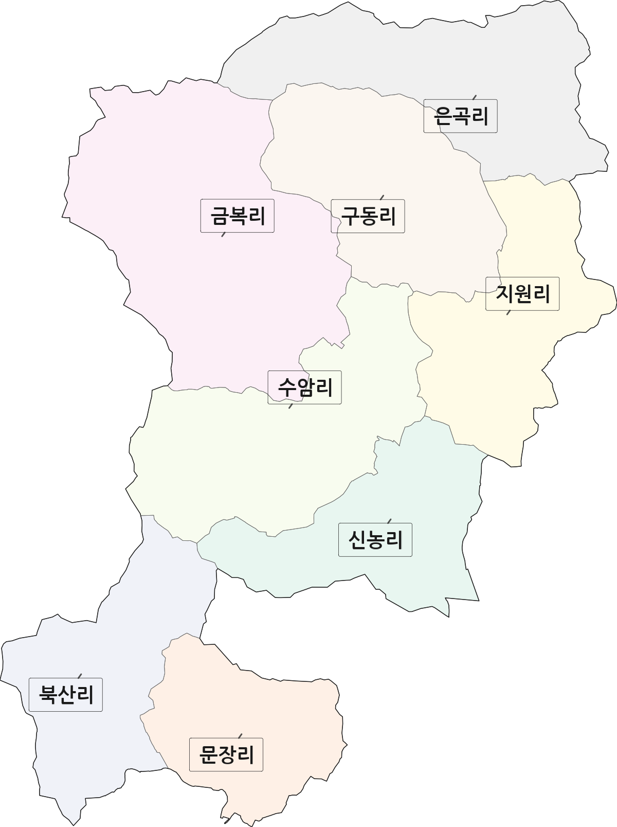 충청남도 서천군 문산면 법정동 리 구분 행정구역 경계 지도