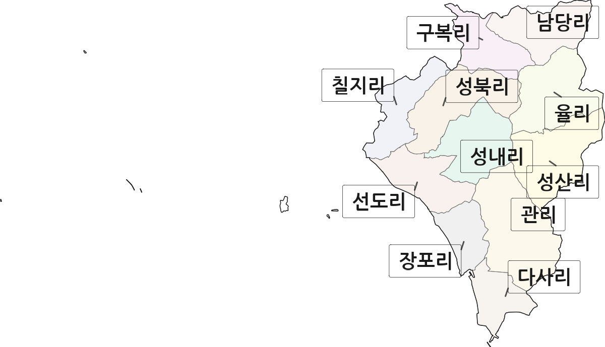 충청남도 서천군 비인면 법정동 리 구분 행정구역 경계 지도