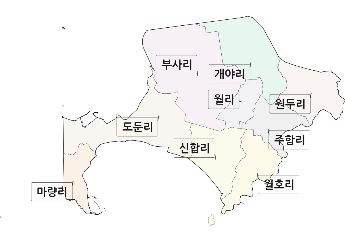 충청남도 서천군 서면 법정동 리 구분 행정구역 경계 지도