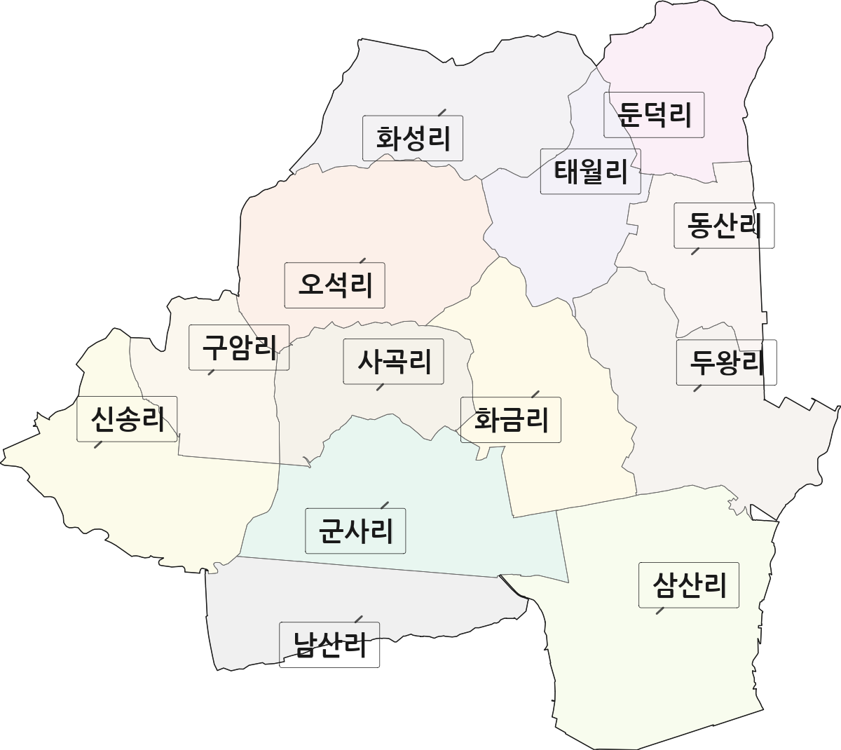 충청남도 서천군 서천읍 법정동 리 구분 행정구역 경계 지도