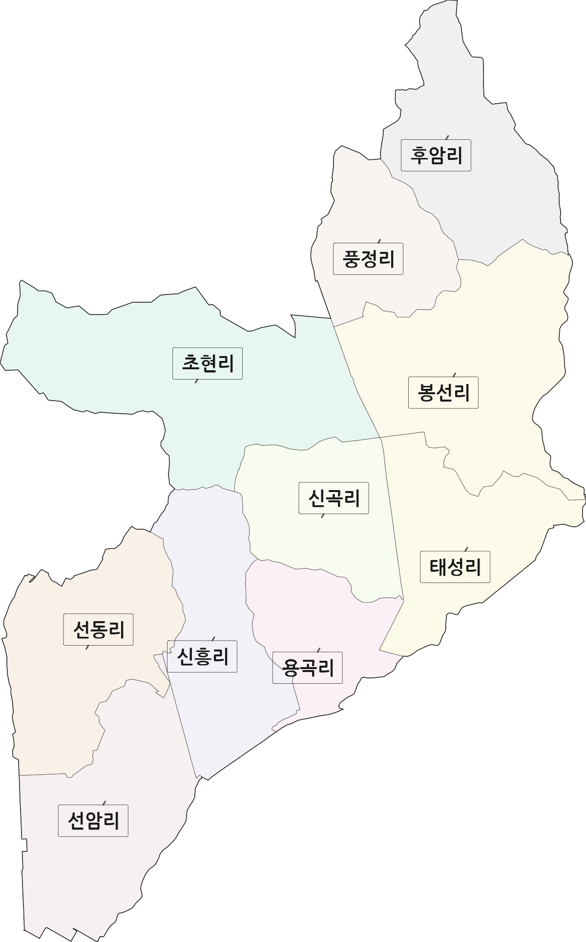 충청남도 서천군 시초면 법정동 리 구분 행정구역 경계 지도