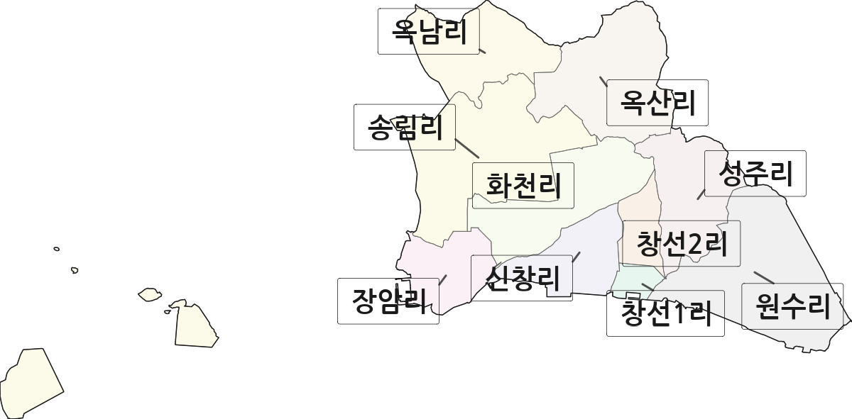 충청남도 서천군 장항읍 법정동 리 구분 행정구역 경계 지도
