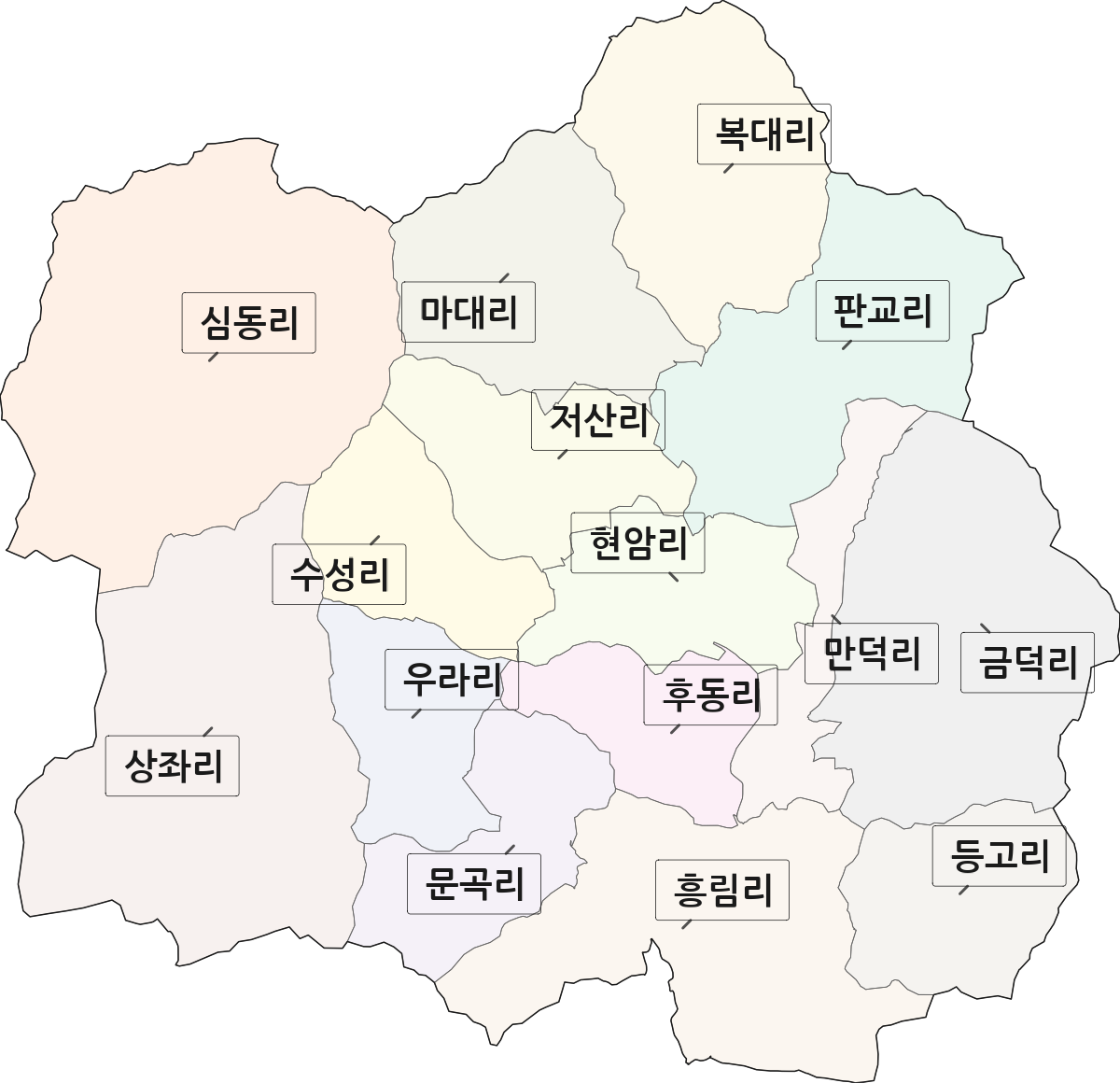 충청남도 서천군 판교면 법정동 리 구분 행정구역 경계 지도