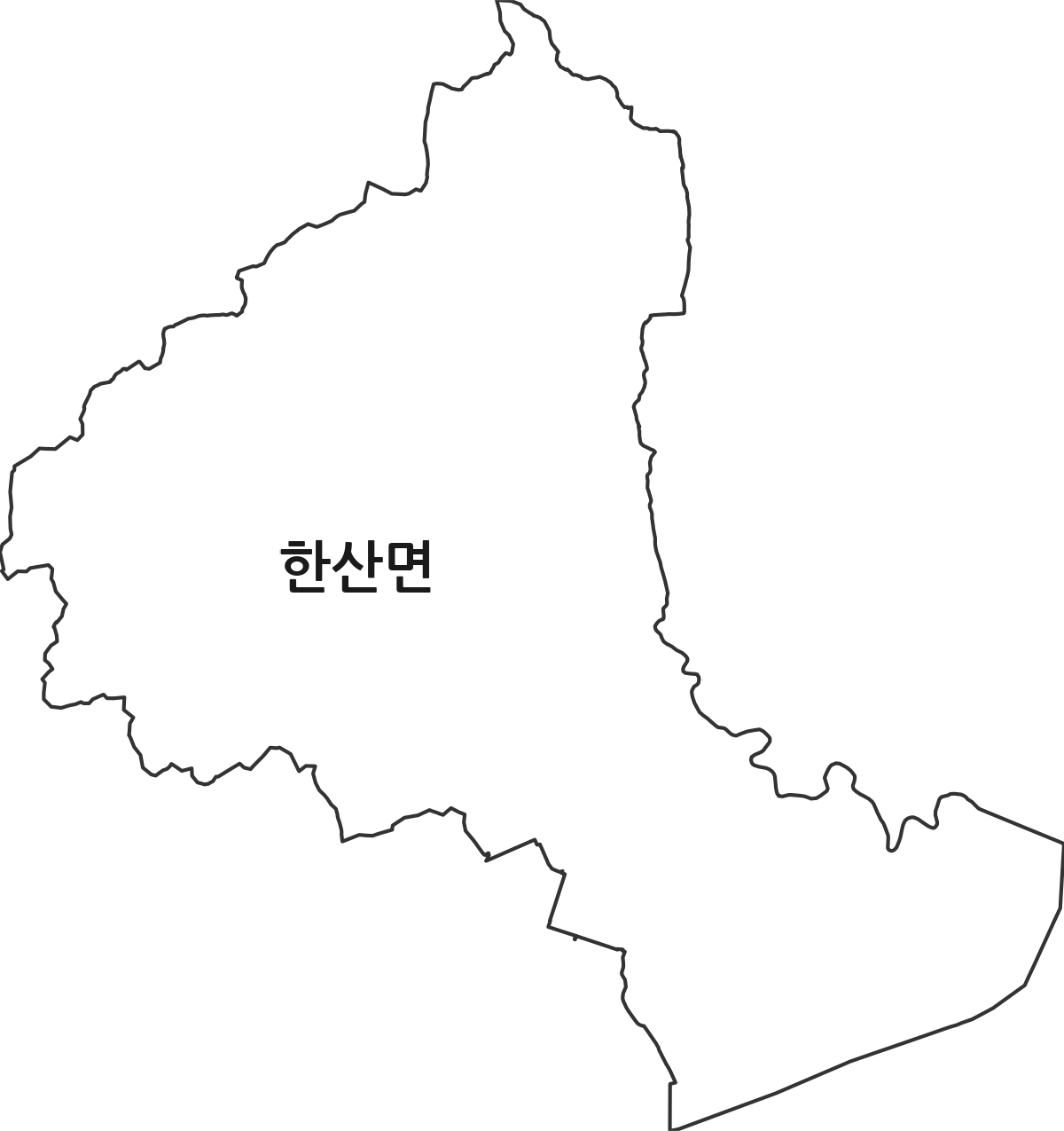 충청남도 서천군 한산면 법정동 행정구역 경계 지도