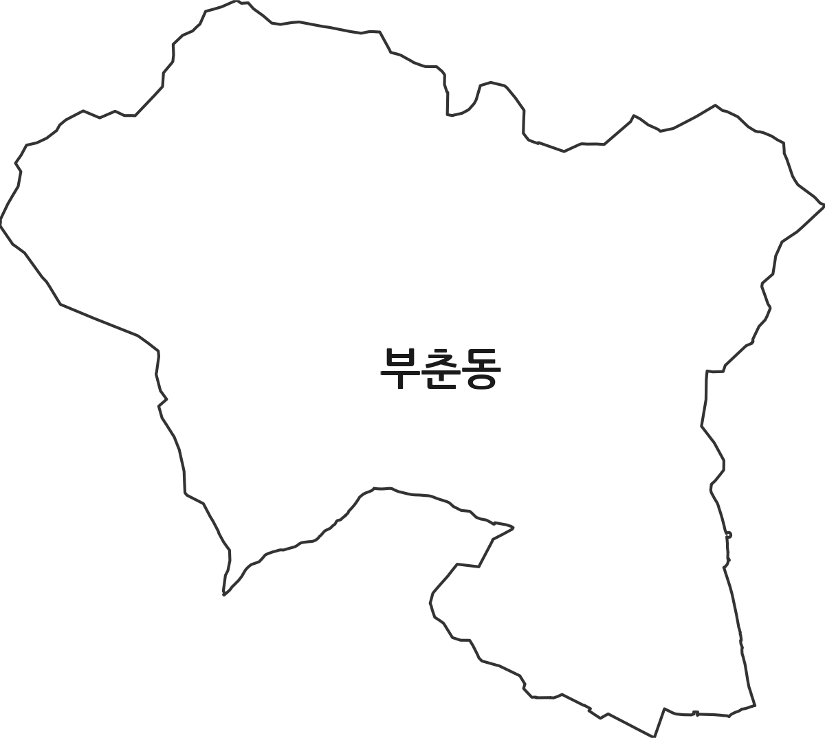 충청남도 서산시 부춘동 행정동 행정구역 경계 지도