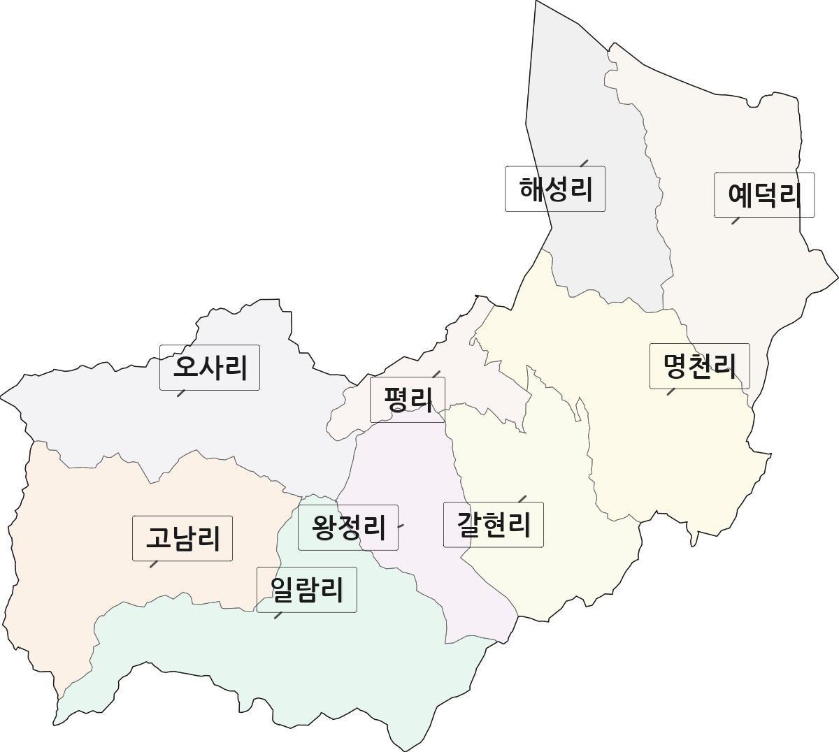 충청남도 서산시 성연면 법정동 리 구분 행정구역 경계 지도