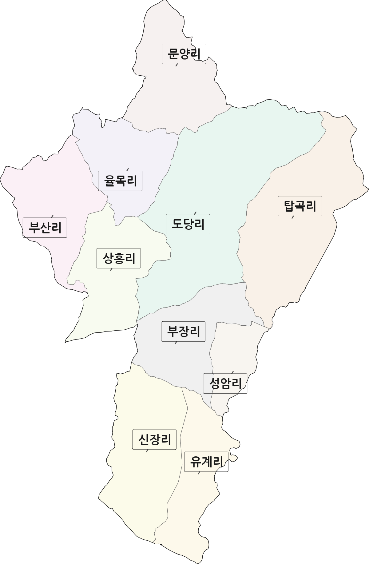 충청남도 서산시 음암면 법정동 리 구분 행정구역 경계 지도