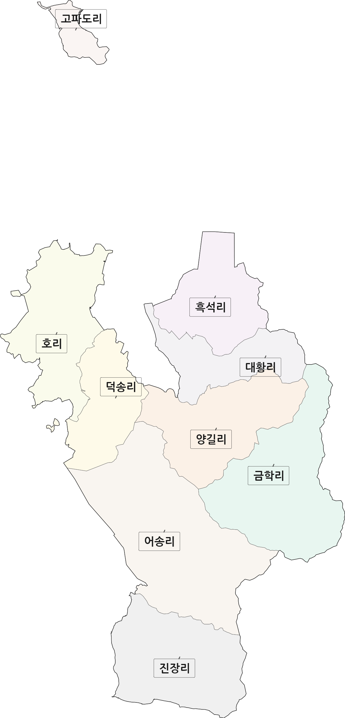 충청남도 서산시 팔봉면 법정동 리 구분 행정구역 경계 지도