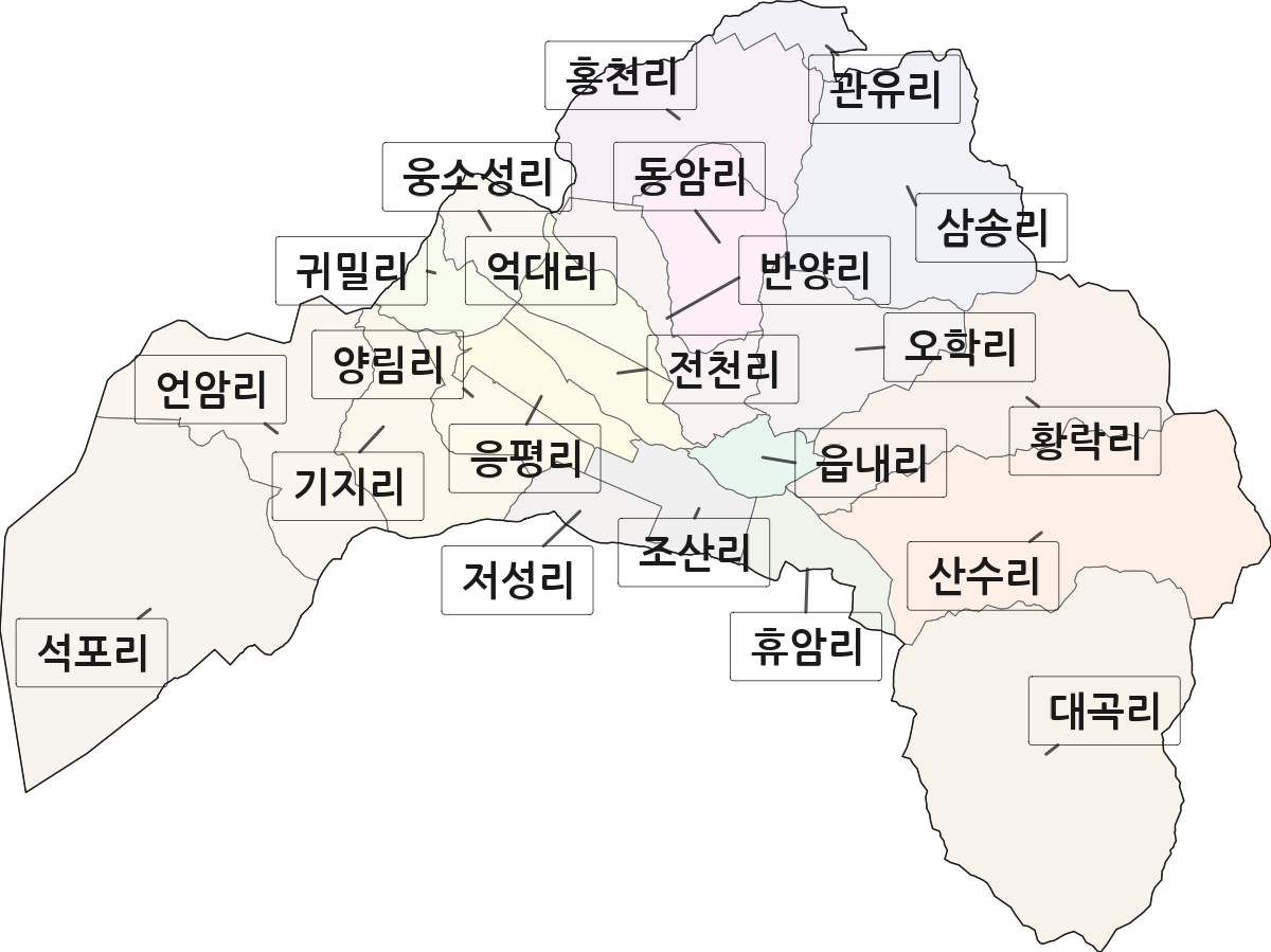 충청남도 서산시 해미면 법정동 리 구분 행정구역 경계 지도
