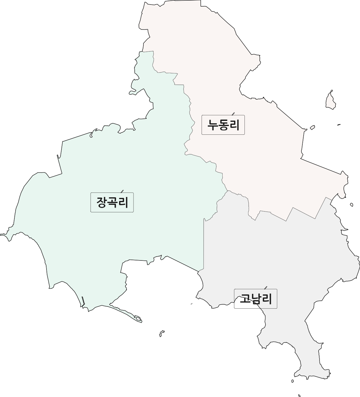 충청남도 태안군 고남면 법정동 리 구분 행정구역 경계 지도