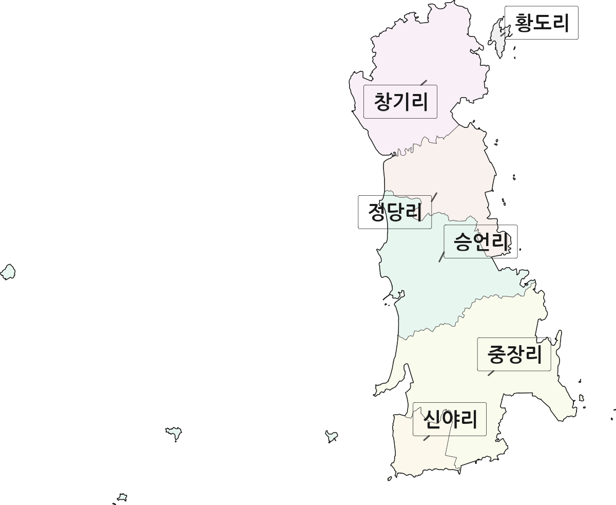 충청남도 태안군 안면읍 법정동 리 구분 행정구역 경계 지도