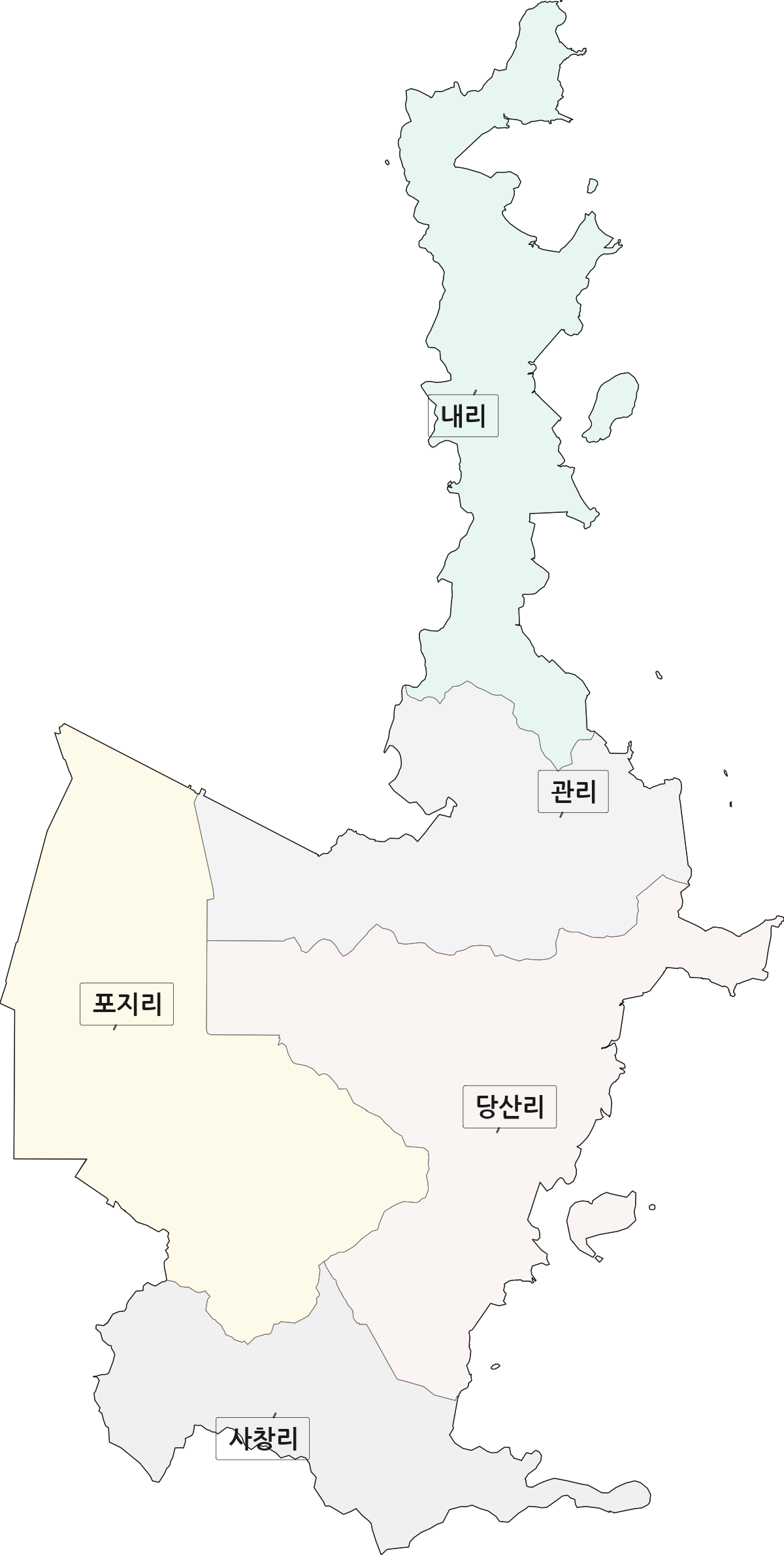충청남도 태안군 이원면 법정동 리 구분 행정구역 경계 지도