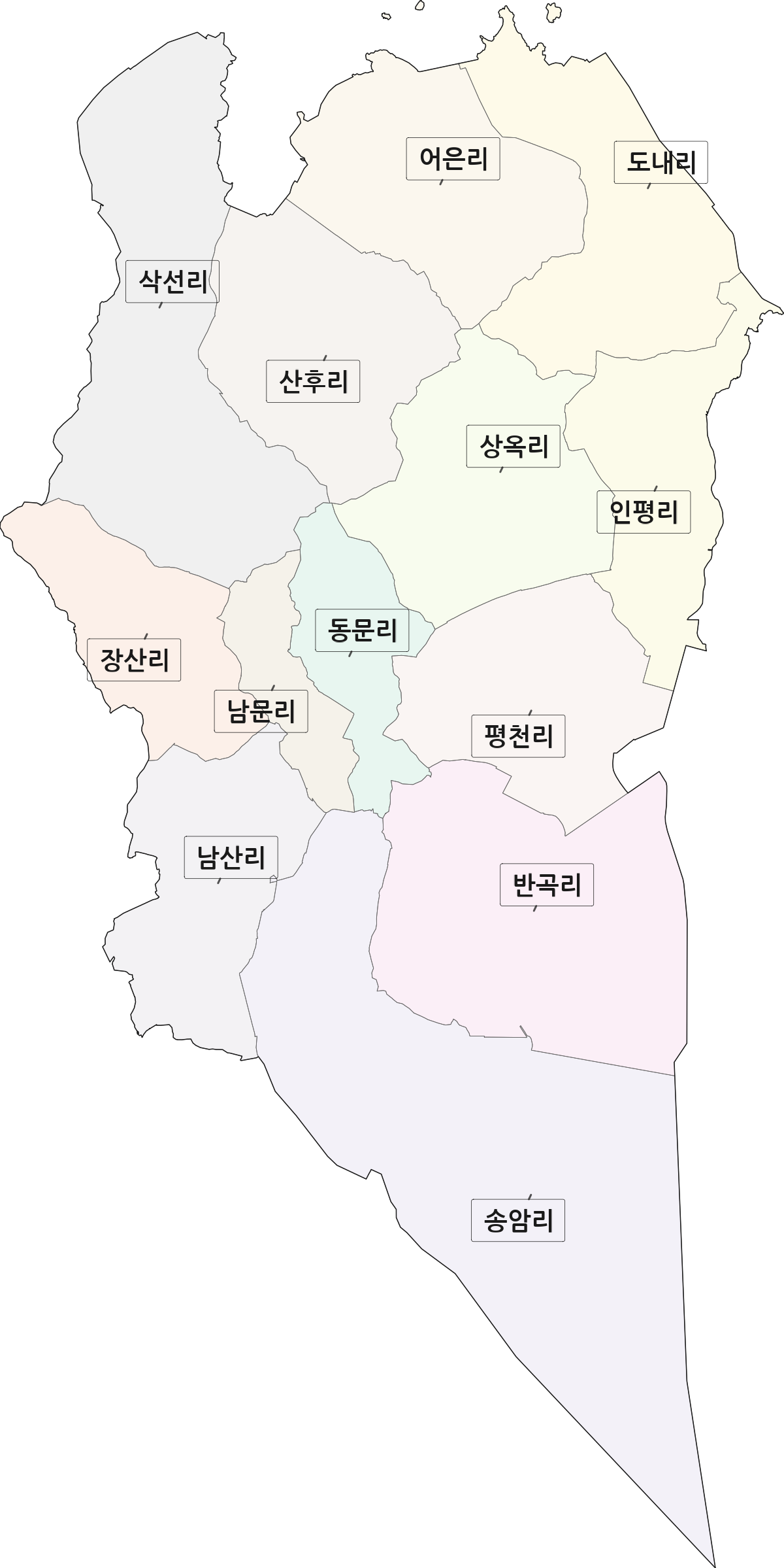 충청남도 태안군 태안읍 법정동 리 구분 행정구역 경계 지도