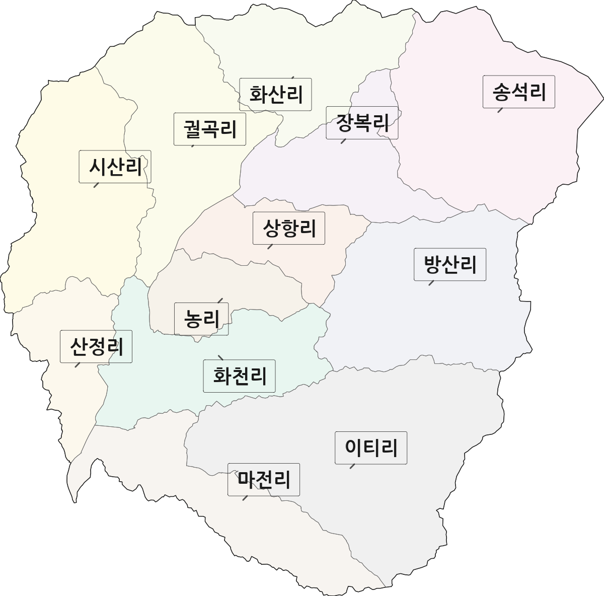 충청남도 예산군 대술면 법정동 리 구분 행정구역 경계 지도