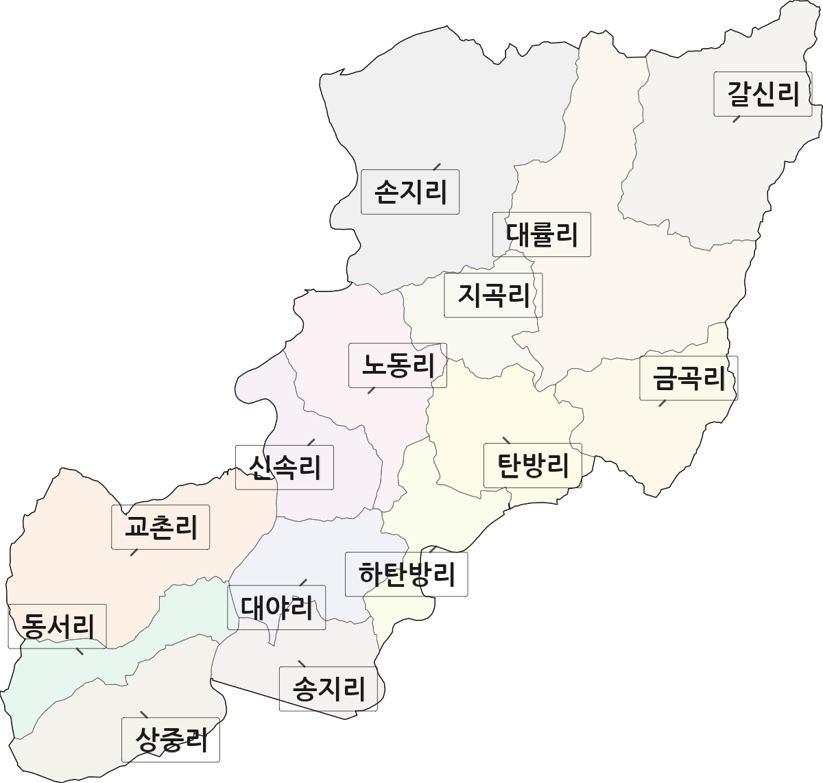 충청남도 예산군 대흥면 법정동 리 구분 행정구역 경계 지도