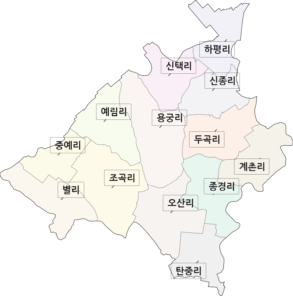 충청남도 예산군 신암면 법정동 리 구분 행정구역 경계 지도