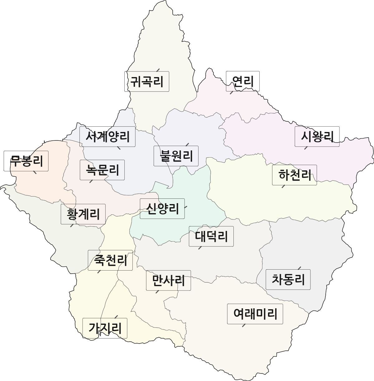 충청남도 예산군 신양면 법정동 리 구분 행정구역 경계 지도