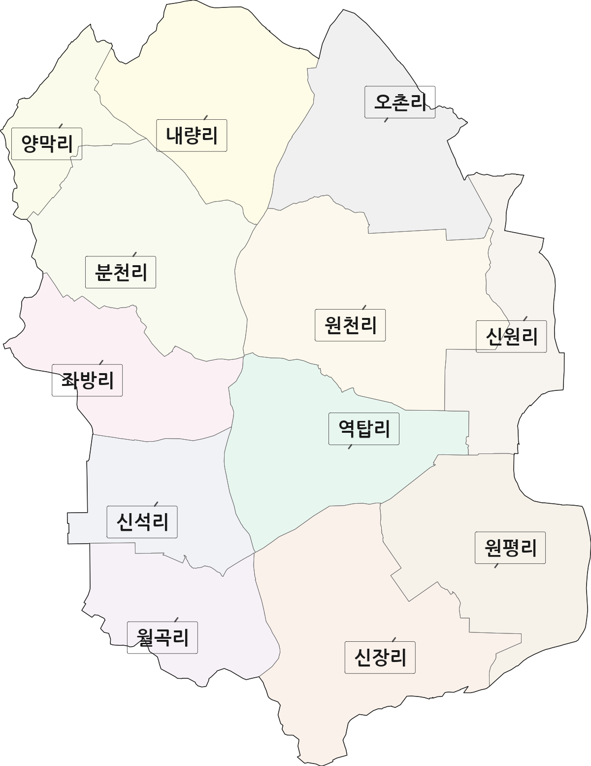 충청남도 예산군 오가면 법정동 리 구분 행정구역 경계 지도