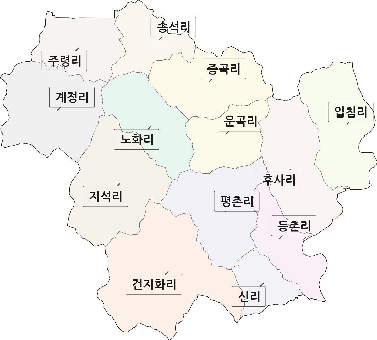 충청남도 예산군 응봉면 법정동 리 구분 행정구역 경계 지도