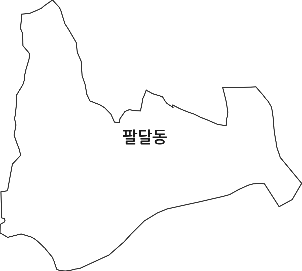 대구광역시 북구 팔달동 법정동 행정구역 경계 지도